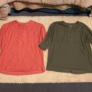 2 for $20 Olive Green & Coral Tunics